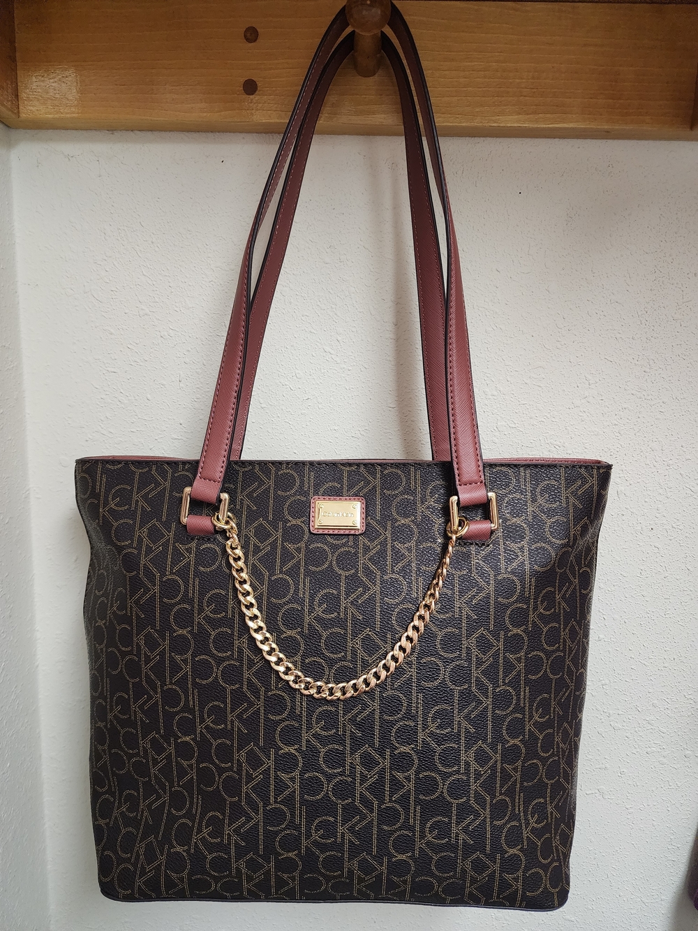 Calvin Klein Purse with Rose Leather Straps 14x11